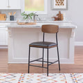 Tabouret de bar 63,5 cm en métal et similicuir