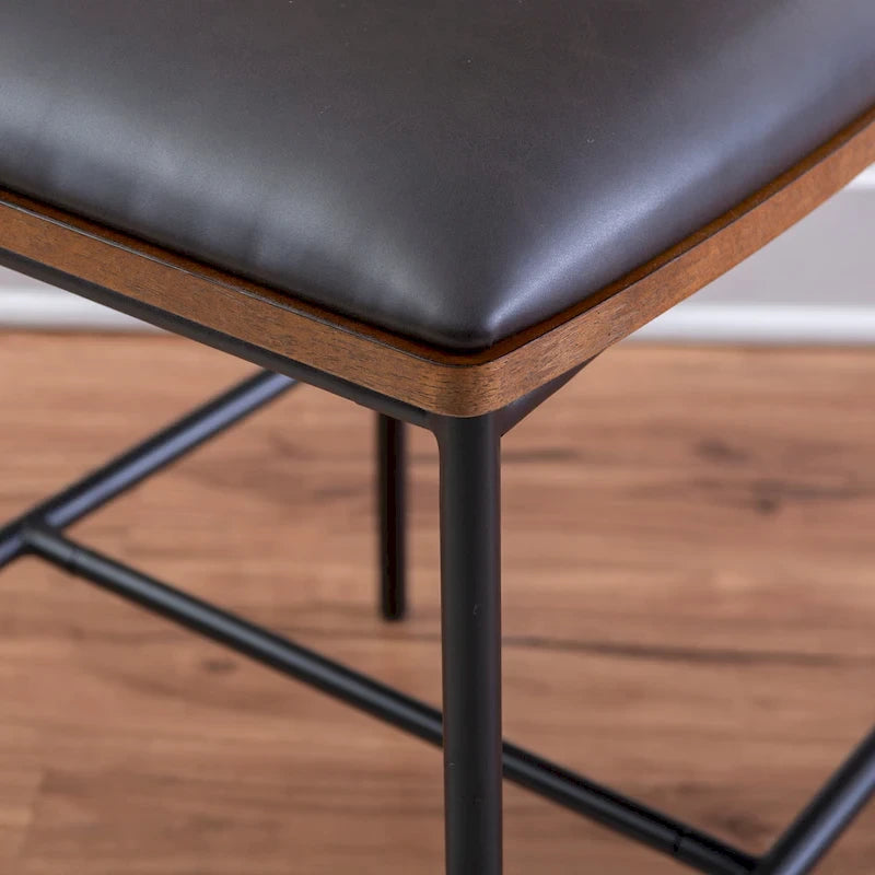 Tabouret de bar 63,5 cm en métal et similicuir