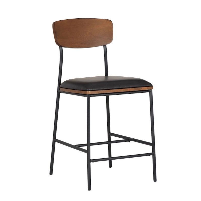Tabouret de bar 63,5 cm en métal et similicuir
