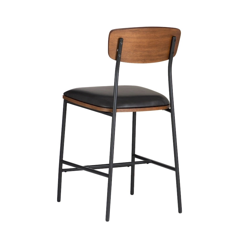 Tabouret de bar 63,5 cm en métal et similicuir
