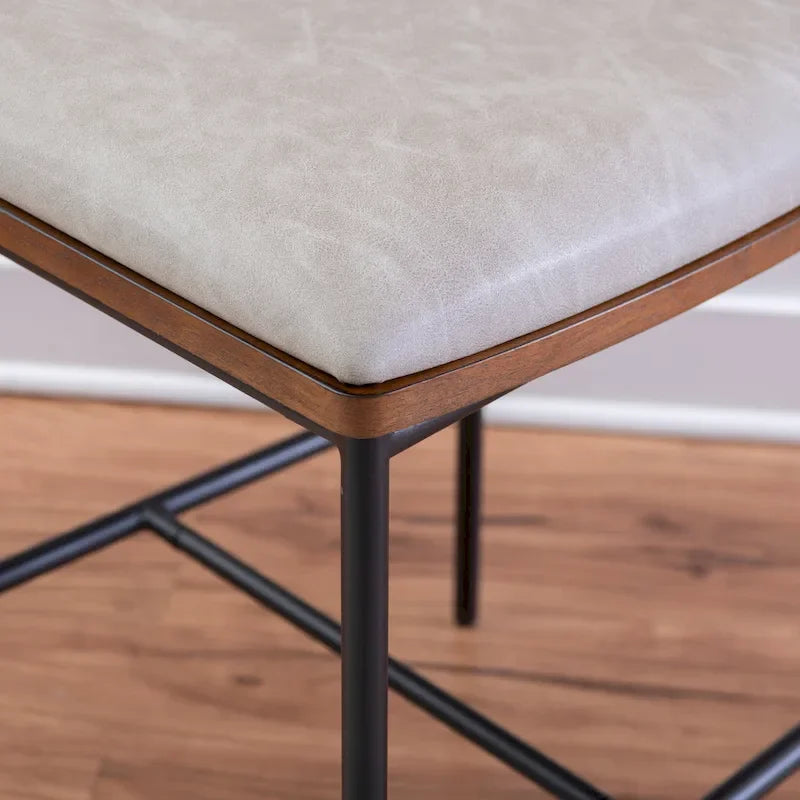 Tabouret de bar 63,5 cm en métal et similicuir