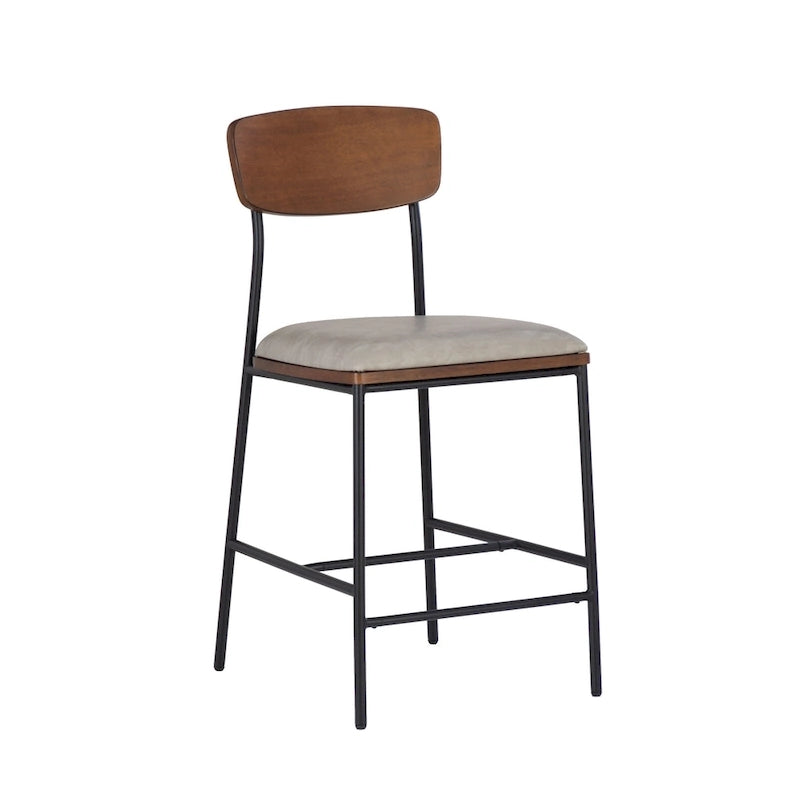Tabouret de bar 63,5 cm en métal et similicuir