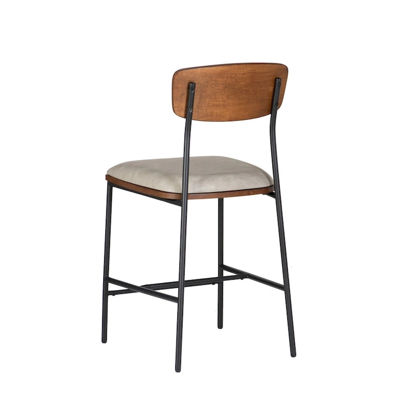 Tabouret de bar 63,5 cm en métal et similicuir