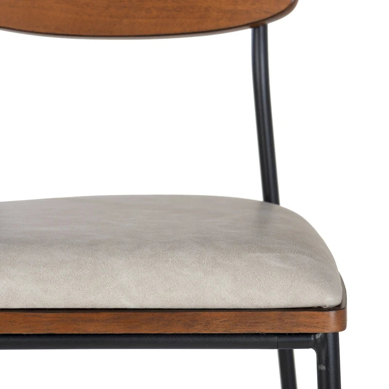 Tabouret de bar 63,5 cm en métal et similicuir