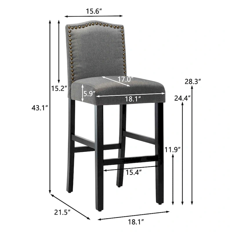 Tabourets de bar rembourrés de 28 pouces, lot de 2