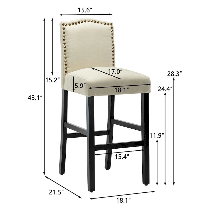 Tabourets de bar rembourrés de 28 pouces, lot de 2