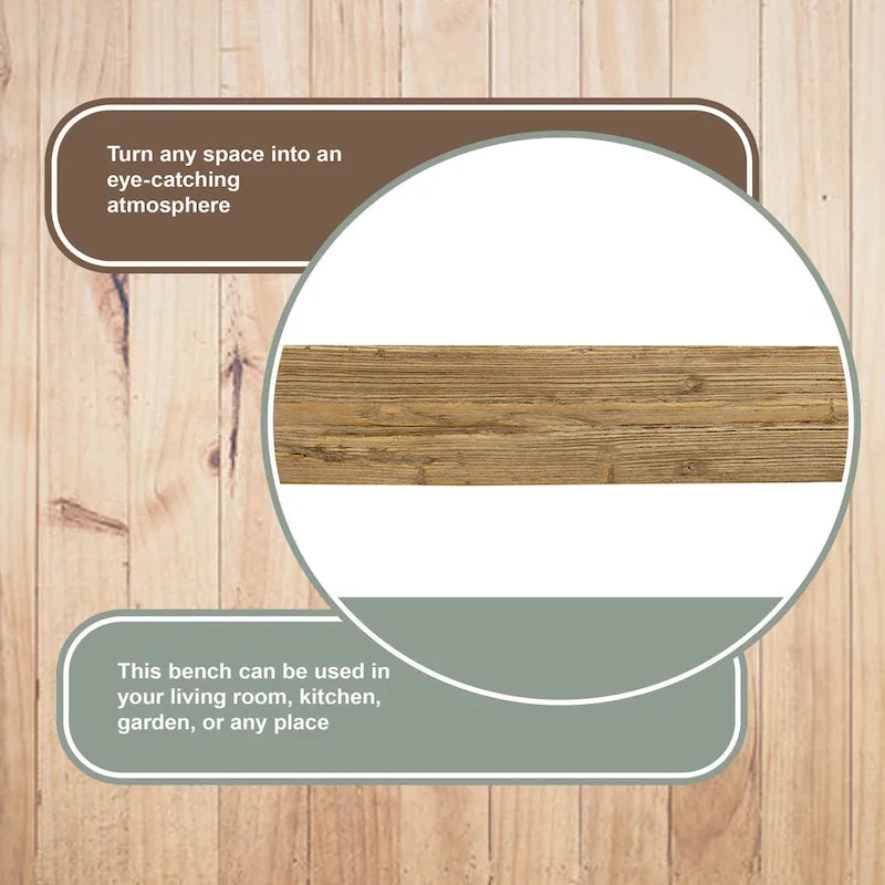 Banc d'intérieur/extérieur en bois massif naturel – Places assises pour entrées, couloirs et patios