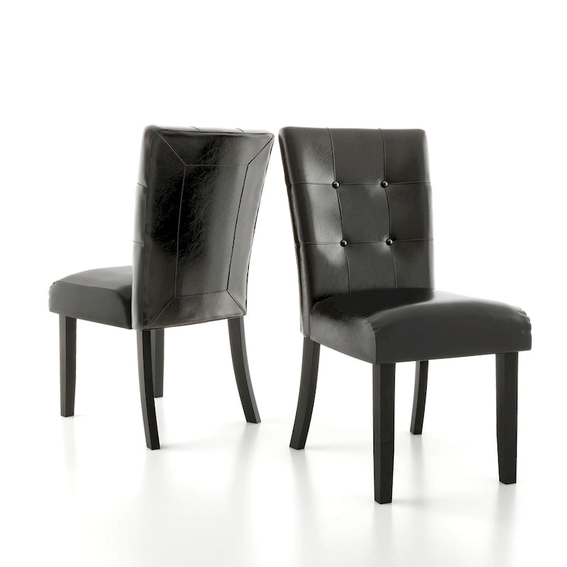 Chaises d'appoint capitonnées en similicuir style expresso italien moderne (lot de 2)