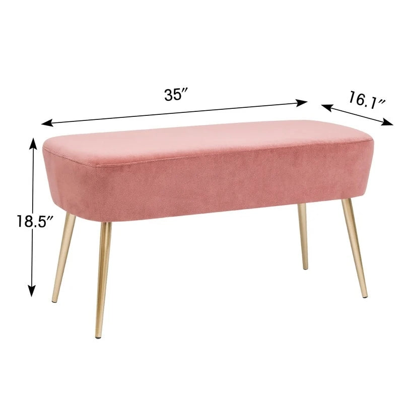 Banc/Repose-pieds en velours, Banc de bout de lit (avec pieds en métal), Chaise de coiffeuse