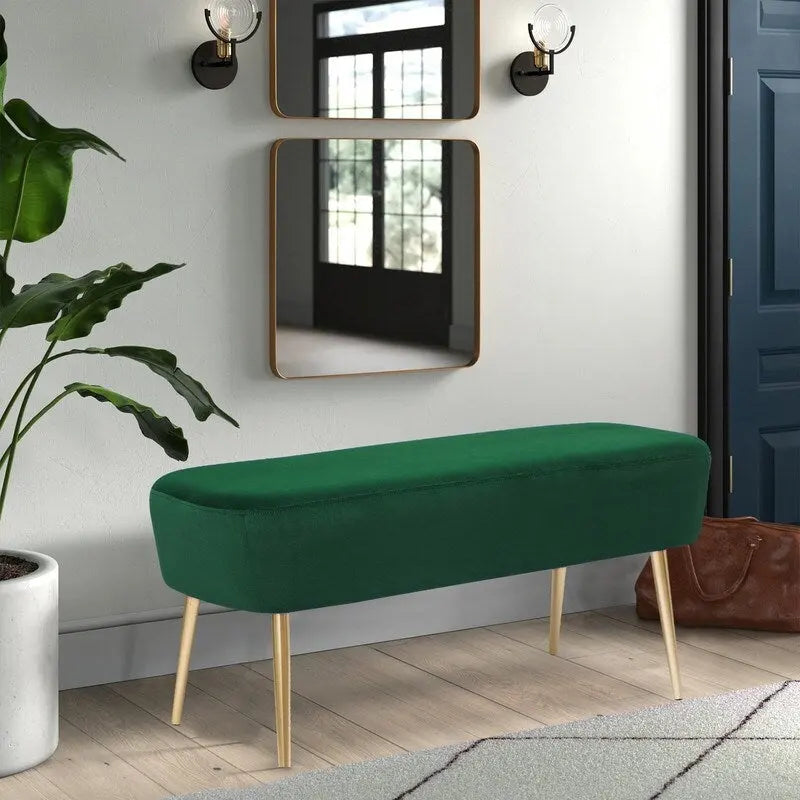Banc/Repose-pieds en velours, Banc de bout de lit (avec pieds en métal), Chaise de coiffeuse