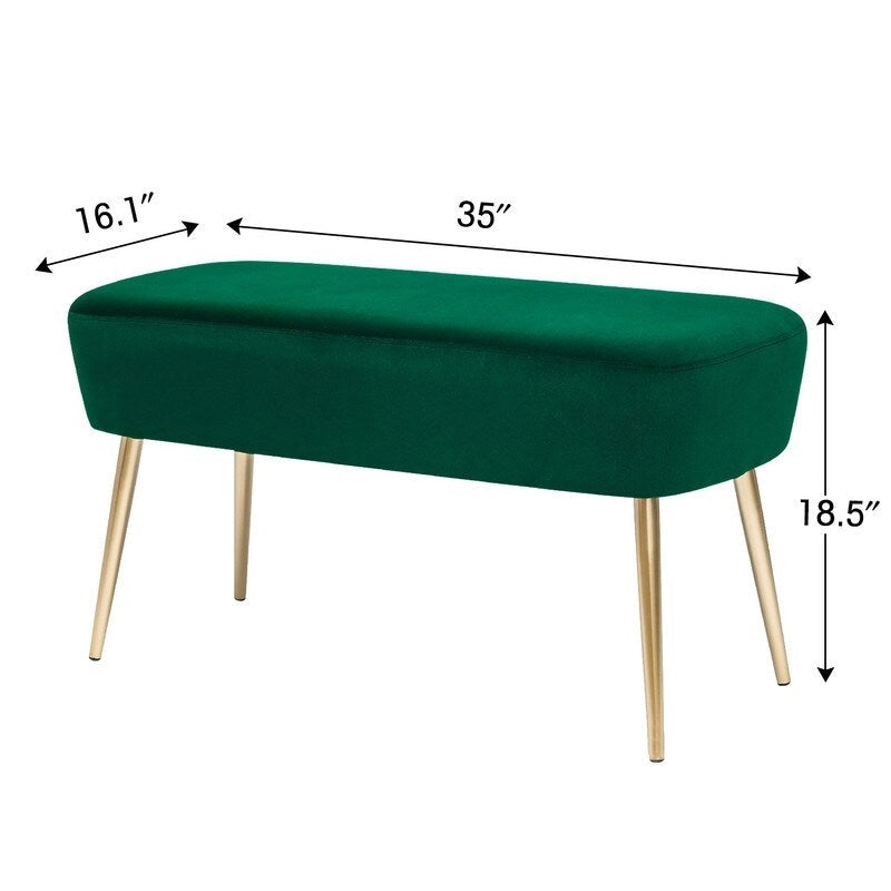 Banc/Repose-pieds en velours, Banc de bout de lit (avec pieds en métal), Chaise de coiffeuse
