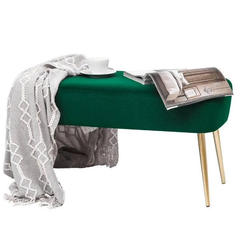 Banc/Repose-pieds en velours, Banc de bout de lit (avec pieds en métal), Chaise de coiffeuse