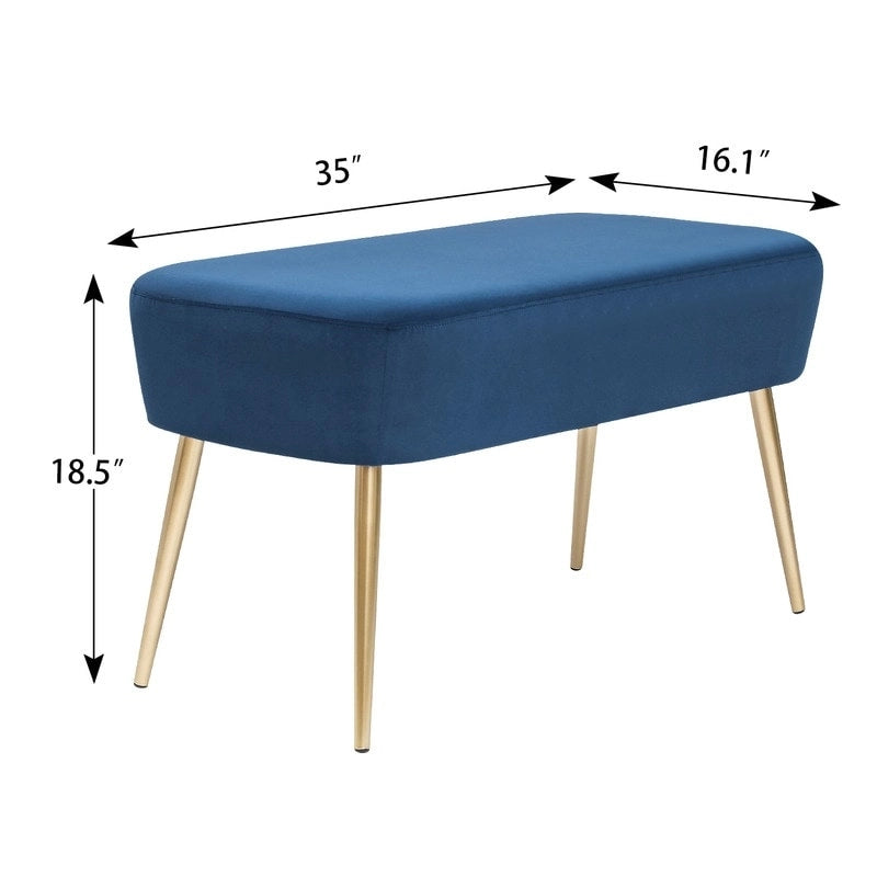 Banc/Repose-pieds en velours, Banc de bout de lit (avec pieds en métal), Chaise de coiffeuse