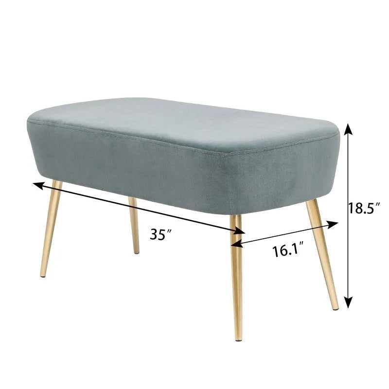 Banc/Repose-pieds en velours, Banc de bout de lit (avec pieds en métal), Chaise de coiffeuse