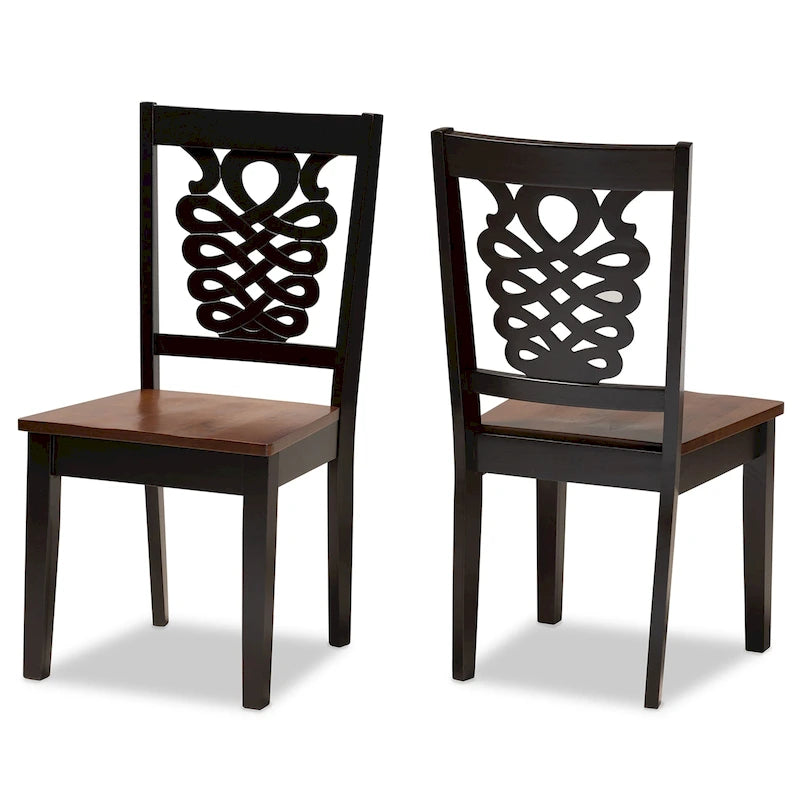 Ensemble de deux chaises de salle à manger de style transitionnel moderne-contemporain