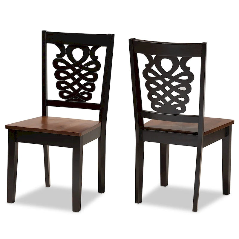 Ensemble de deux chaises de salle à manger de style transitionnel moderne-contemporain