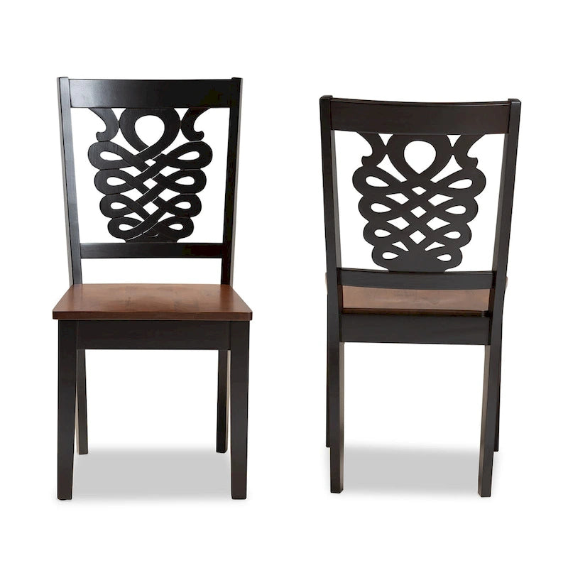 Ensemble de deux chaises de salle à manger de style transitionnel moderne-contemporain