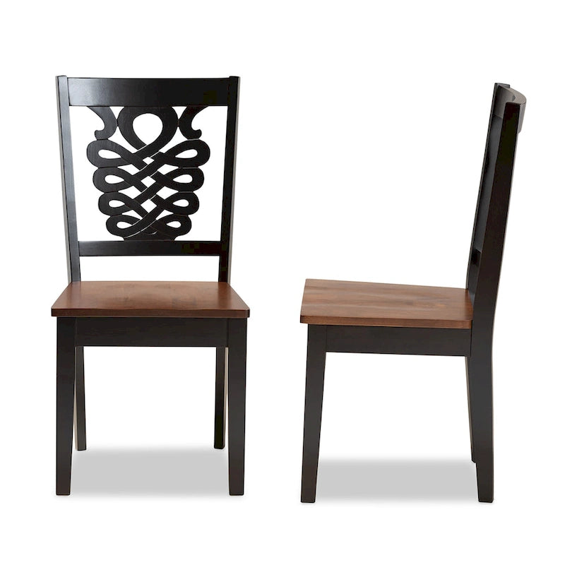 Ensemble de deux chaises de salle à manger de style transitionnel moderne-contemporain