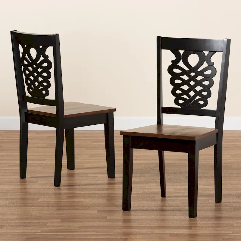 Ensemble de deux chaises de salle à manger de style transitionnel moderne-contemporain
