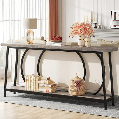 Table console de 70,9 pouces avec rangement, table console de canapé étroite extra longue