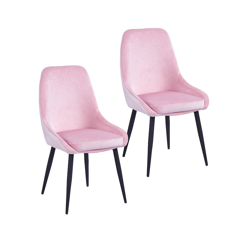 Chaises de salle à manger (lot de 2) — Revêtement en velours, pieds en acier