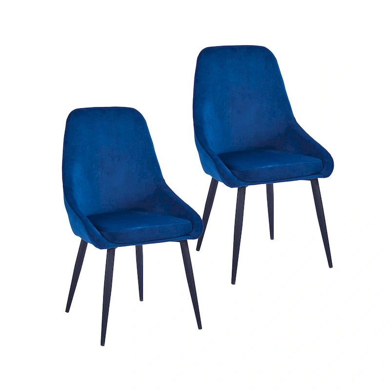 Chaises de salle à manger (lot de 2) — Revêtement en velours, pieds en acier