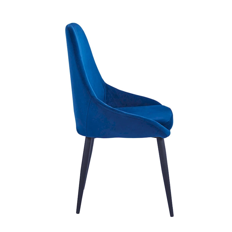 Chaises de salle à manger (lot de 2) — Revêtement en velours, pieds en acier