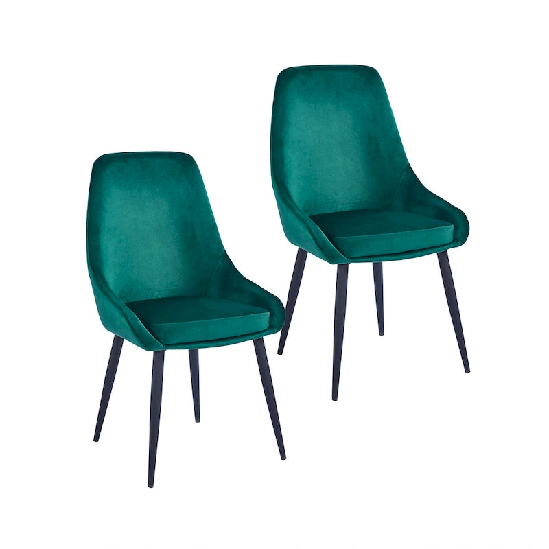 Chaises de salle à manger (lot de 2) — Revêtement en velours, pieds en acier