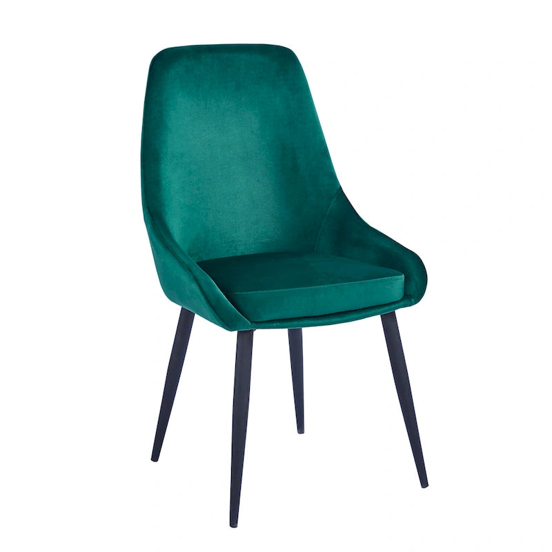 Chaises de salle à manger (lot de 2) — Revêtement en velours, pieds en acier
