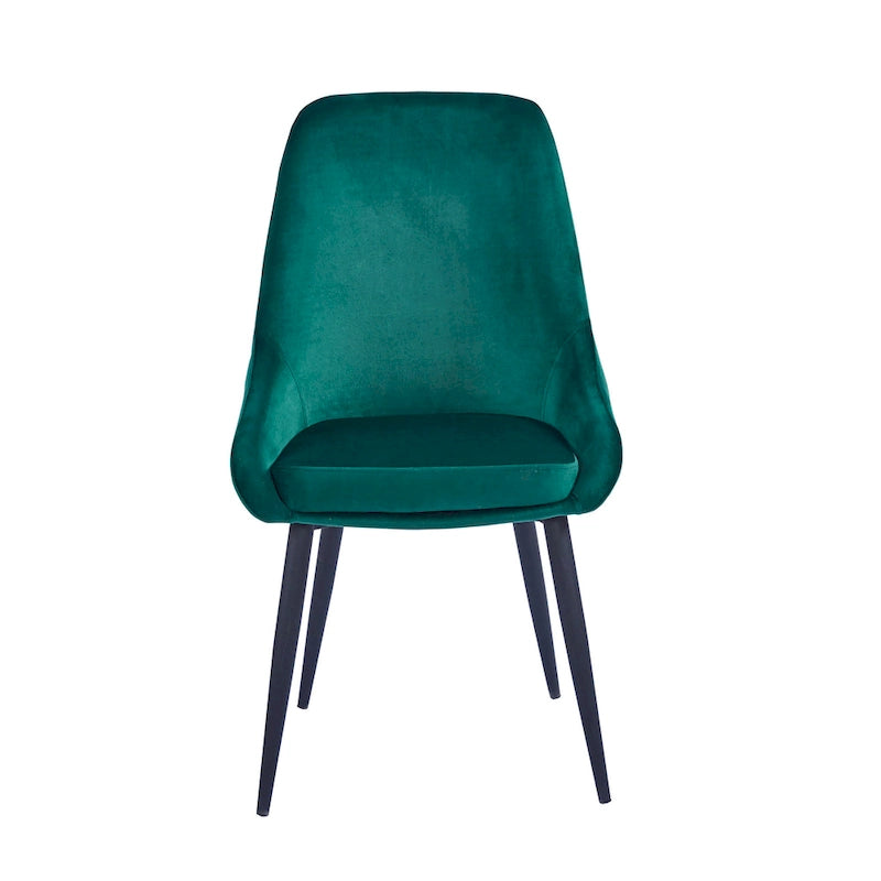 Chaises de salle à manger (lot de 2) — Revêtement en velours, pieds en acier