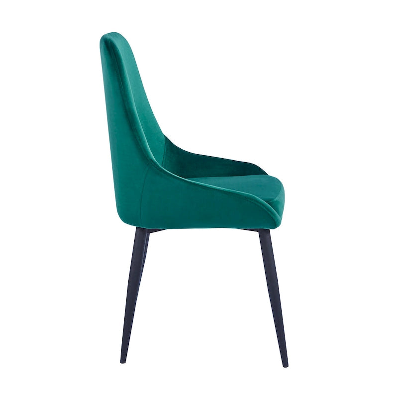 Chaises de salle à manger (lot de 2) — Revêtement en velours, pieds en acier