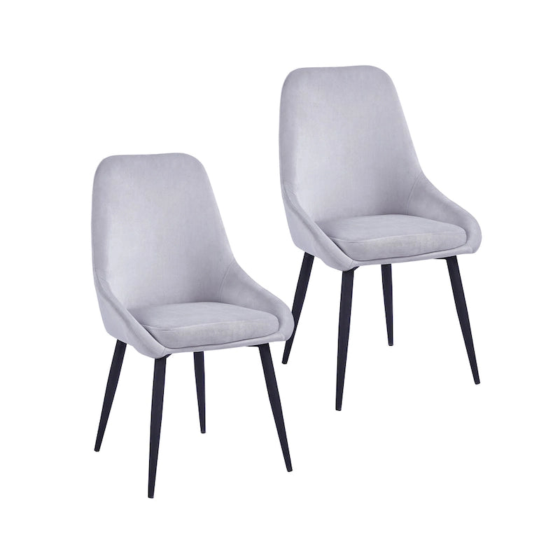 Chaises de salle à manger (lot de 2) — Revêtement en velours, pieds en acier