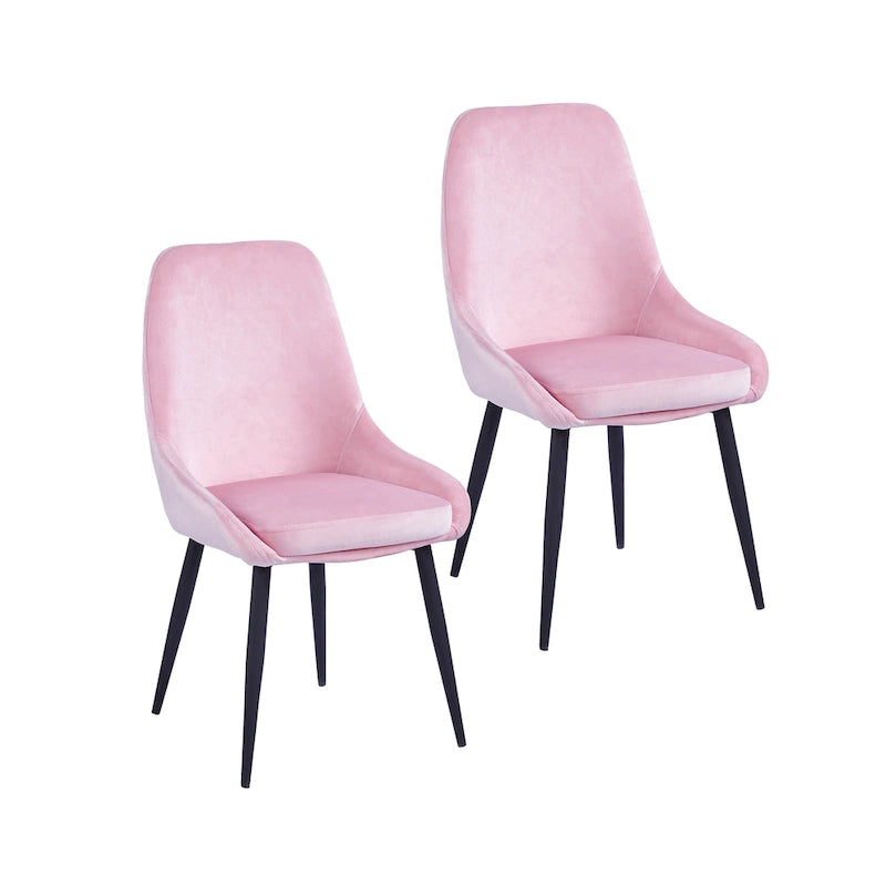 Chaises de salle à manger (lot de 2) — Revêtement en velours, pieds en acier