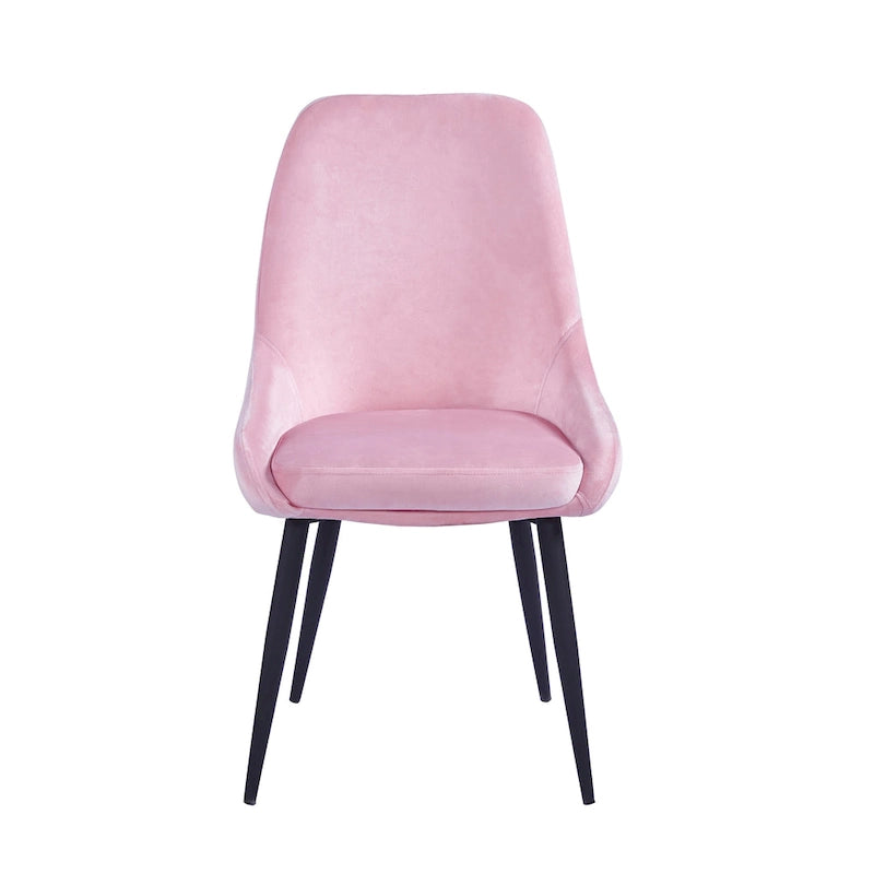 Chaises de salle à manger (lot de 2) — Revêtement en velours, pieds en acier