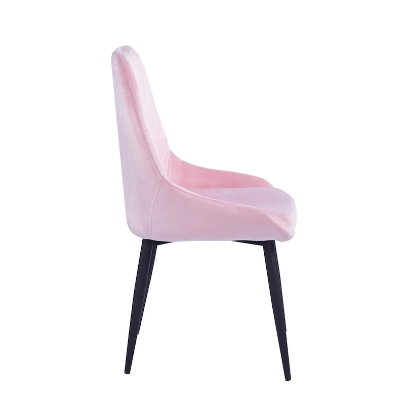 Chaises de salle à manger (lot de 2) — Revêtement en velours, pieds en acier