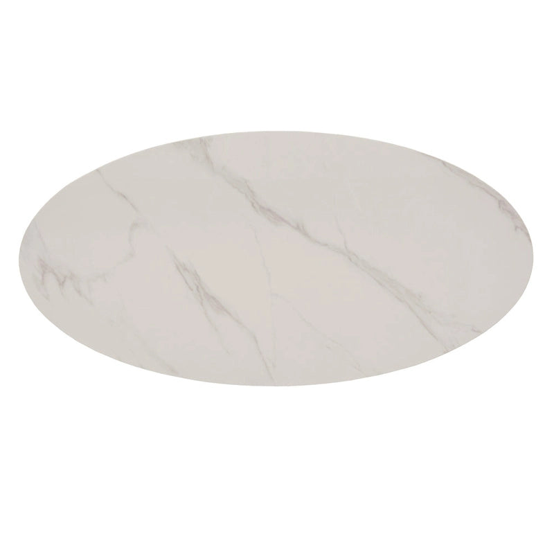 Table à piètement métallique gris, en pierre frittée brillante