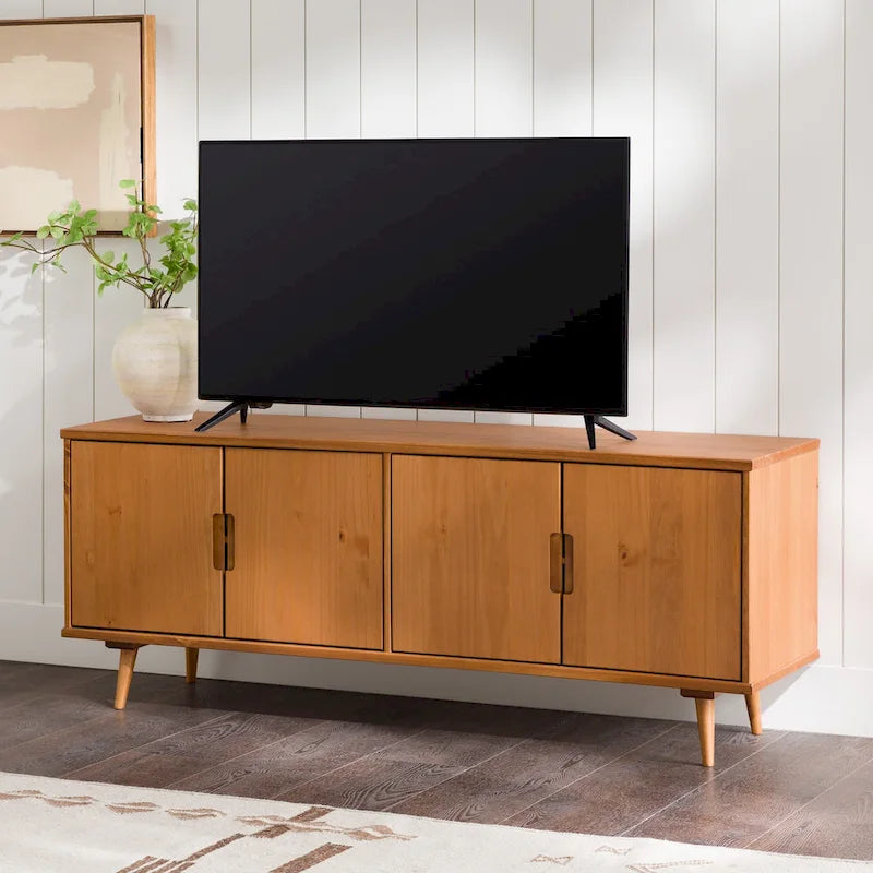 Meuble TV en bois massif moderne de style médiéval