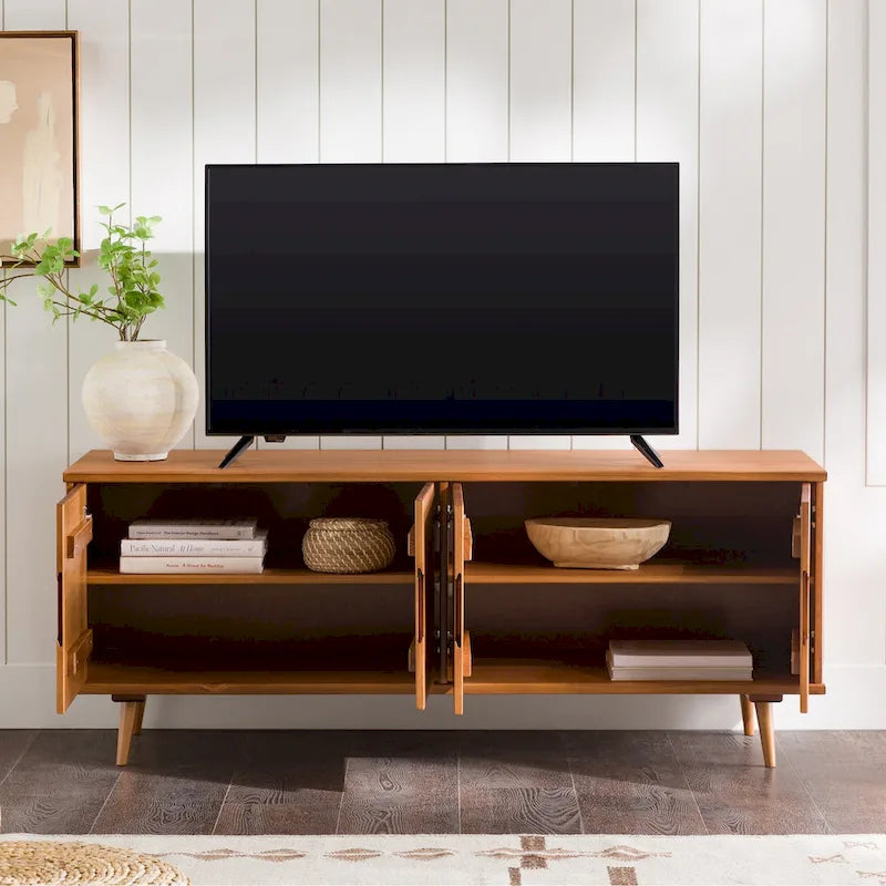 Meuble TV en bois massif moderne de style médiéval