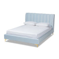 Lit plateforme luxueux rembourré en velours