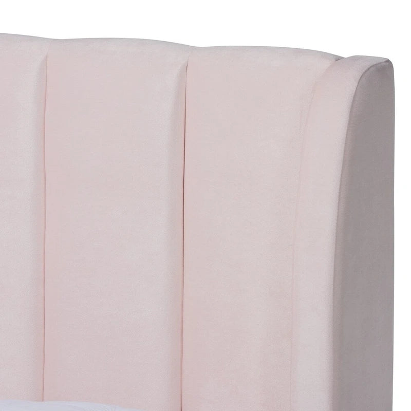 Lit plateforme luxueux rembourré en velours