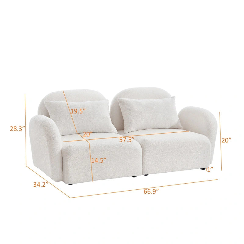 Meuble de salon Canapé paresseux Causeuse Tissu Teddy Blanc