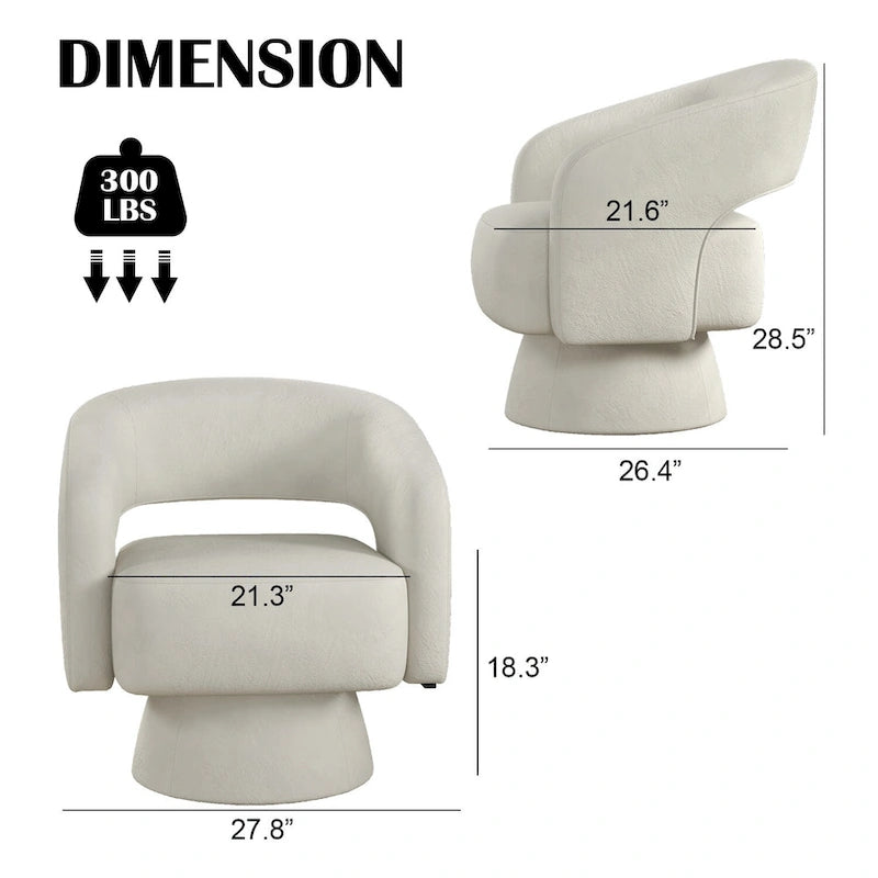 Fauteuil moderne pivotant à 360 degrés en tissu