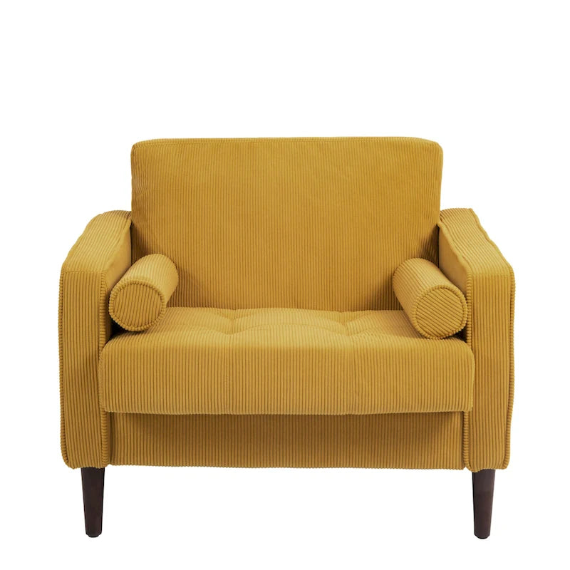 2 Fauteuils d'appoint modernes en velours côtelé à accoudoirs larges