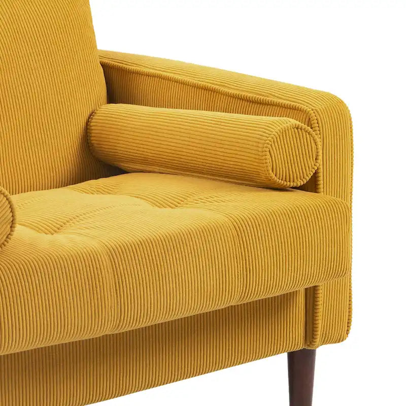 2 Fauteuils d'appoint modernes en velours côtelé à accoudoirs larges