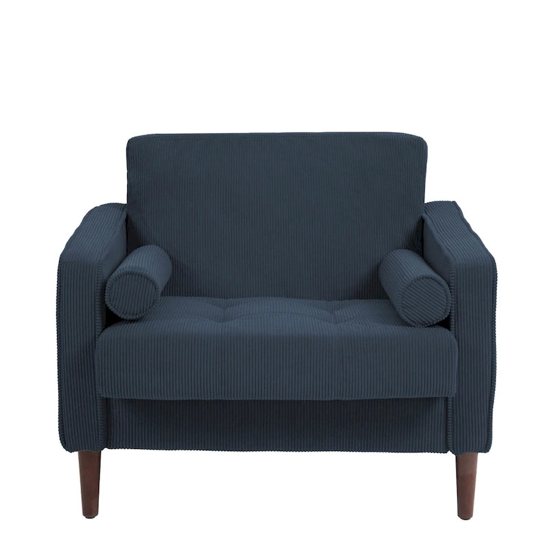 2 Fauteuils d'appoint modernes en velours côtelé à accoudoirs larges
