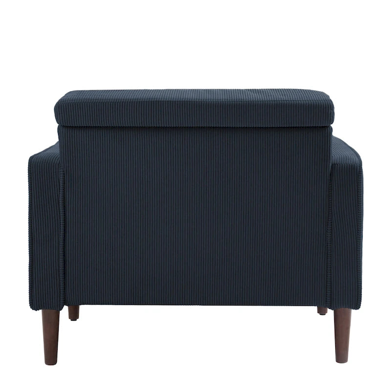 2 Fauteuils d'appoint modernes en velours côtelé à accoudoirs larges