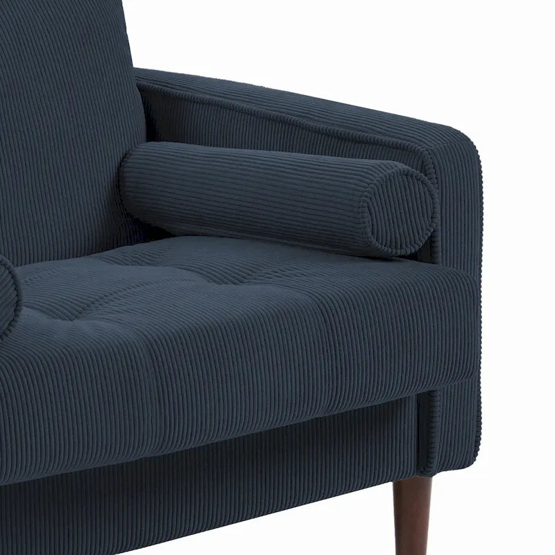 2 Fauteuils d'appoint modernes en velours côtelé à accoudoirs larges