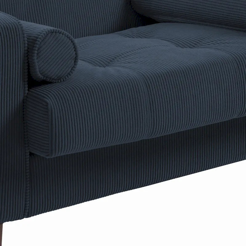 2 Fauteuils d'appoint modernes en velours côtelé à accoudoirs larges