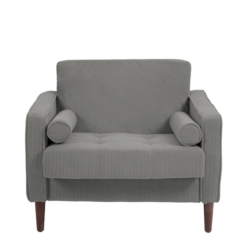 2 Fauteuils d'appoint modernes en velours côtelé à accoudoirs larges