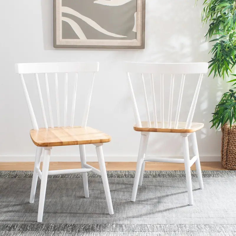 Chaises de salle à manger à dossier fuseau de style rustique (lot de 2) — 50,8 cm L x 50,8 cm P x 83,8 cm H